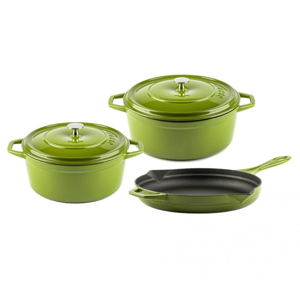 Gietijzer Set uit 3 delen Hosse, Bamboo | Gietijzeren pan set |  |