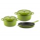 Gietijzer Set uit 3 delen Hosse, Bamboo | Gietijzeren pan set |  |