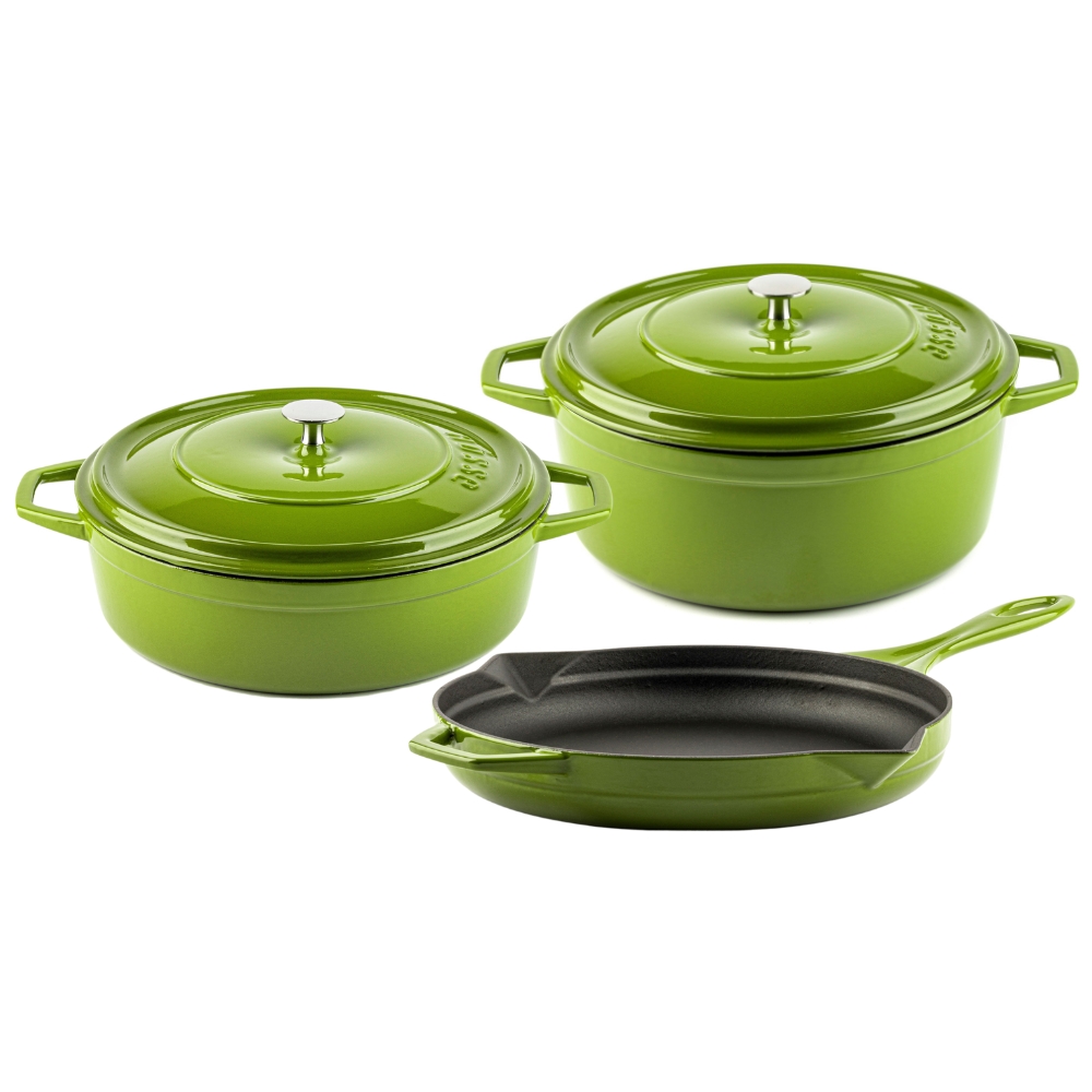 Gietijzer Set uit 3 delen Hosse, Bamboo | Gietijzeren pan set |  |