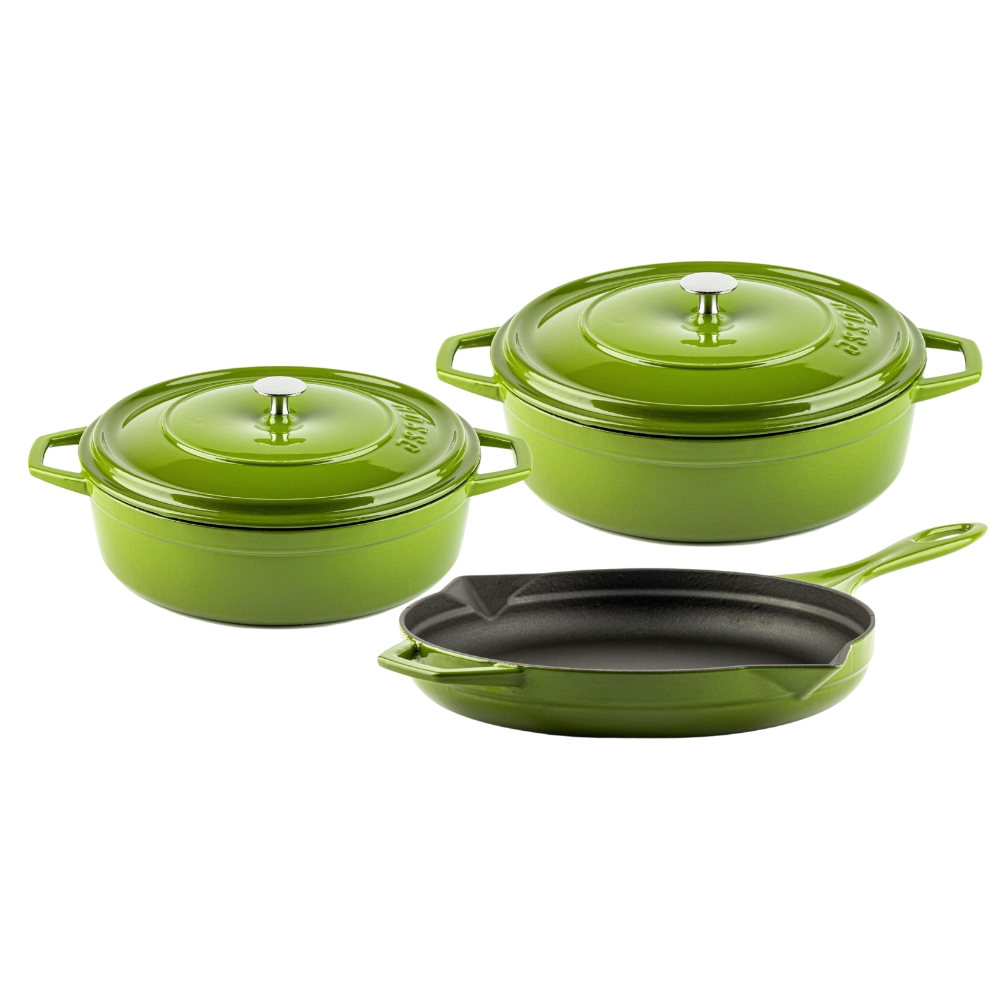 Gietijzer Set uit 3 delen Hosse, Bamboo | Gietijzeren pan set |  |