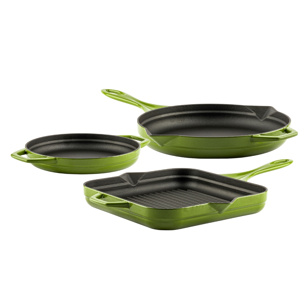 Gietijzer Set uit 3 delen Hosse, Bamboo | Gietijzeren pan set |  |