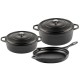Gietijzer Set uit 3 delen Hosse, Black Onyx | Gietijzeren pan set |  |