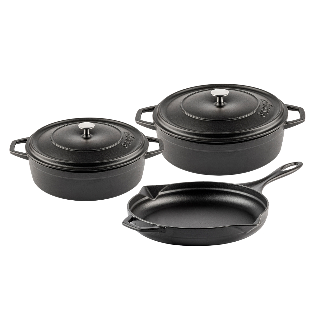 Gietijzer Set uit 3 delen Hosse, Black Onyx | Gietijzeren pan set |  |
