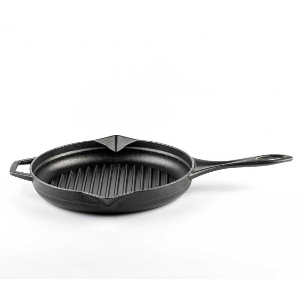Geëmailleerde grillpan gietijzer Hosse, Black Onyx, Ф24cm | Grillpan gietijzer | Gietijzeren pan |