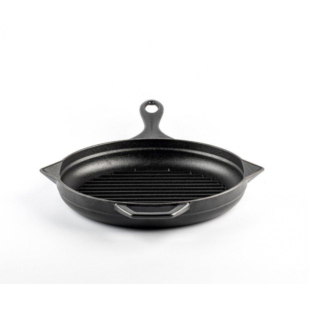 Geëmailleerde grillpan gietijzer Hosse, Black Onyx, Ф24cm | Grillpan gietijzer | Gietijzeren pan |