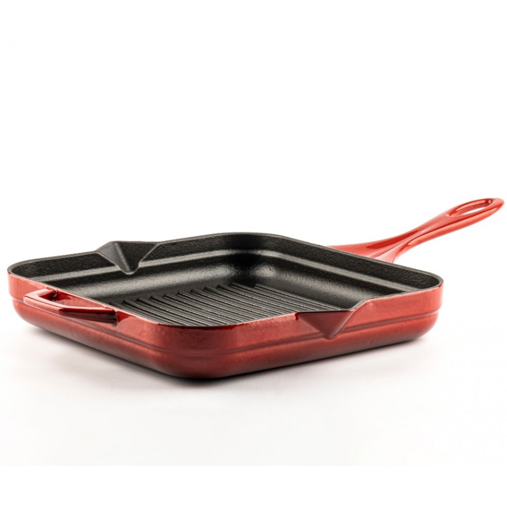 Geëmailleerde grillpan gietijzer Hosse, Rubin, 28x28cm