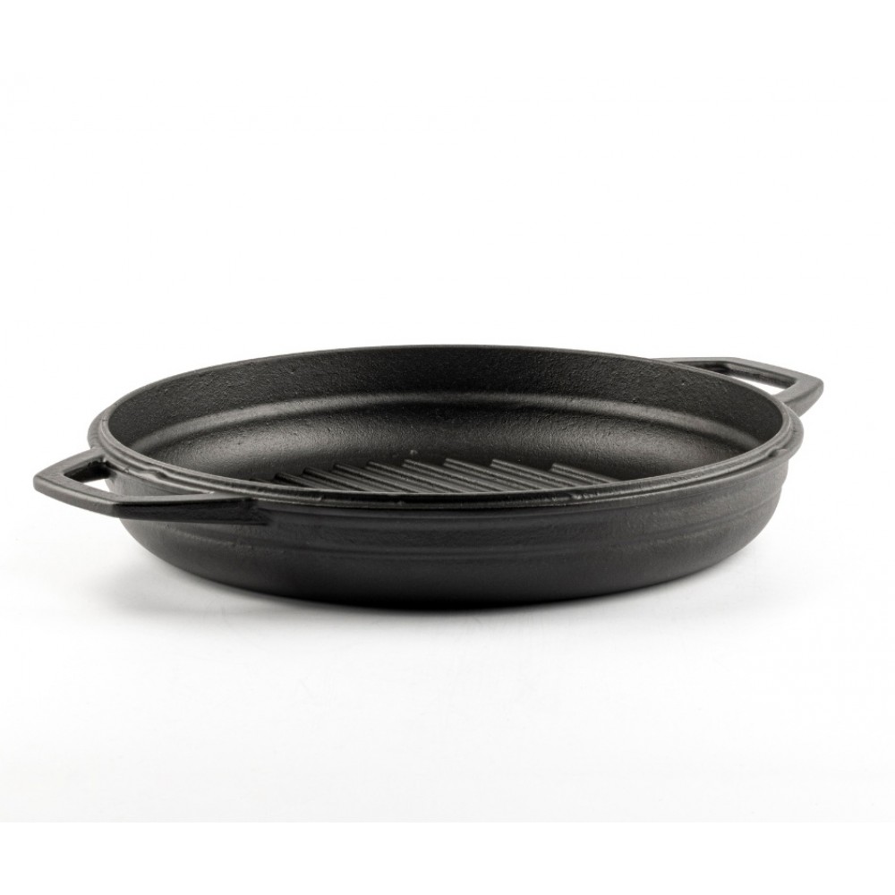 Geëmailleerde grillpan gietijzer  Hosse, Black Onyx, Ф22cm | Platte gietijzeren pan | Gietijzeren pan |