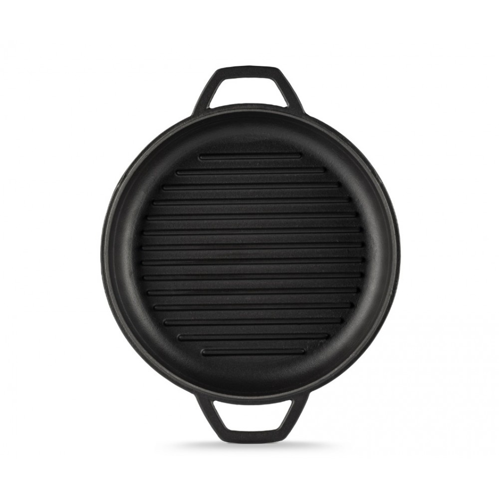 Geëmailleerde grillpan gietijzer  Hosse, Black Onyx, Ф22cm | Platte gietijzeren pan | Gietijzeren pan |