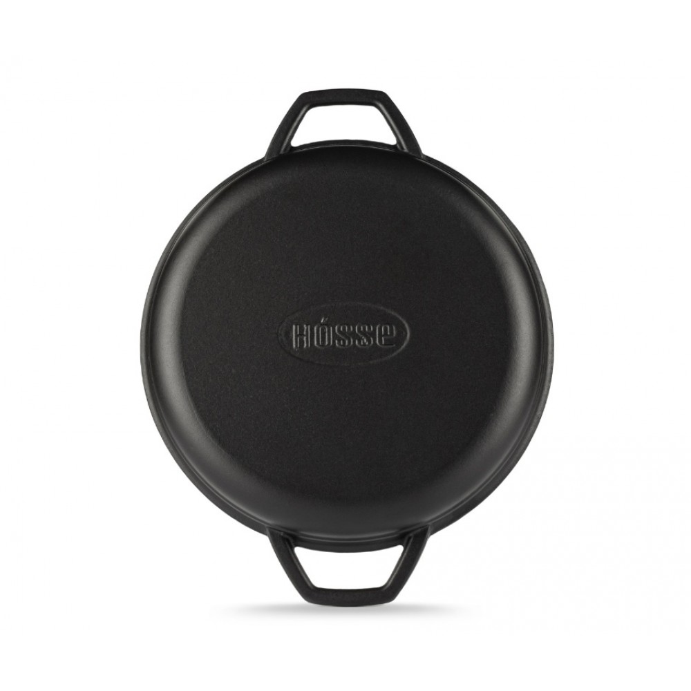 Geëmailleerde grillpan gietijzer  Hosse, Black Onyx, Ф22cm | Platte gietijzeren pan | Gietijzeren pan |