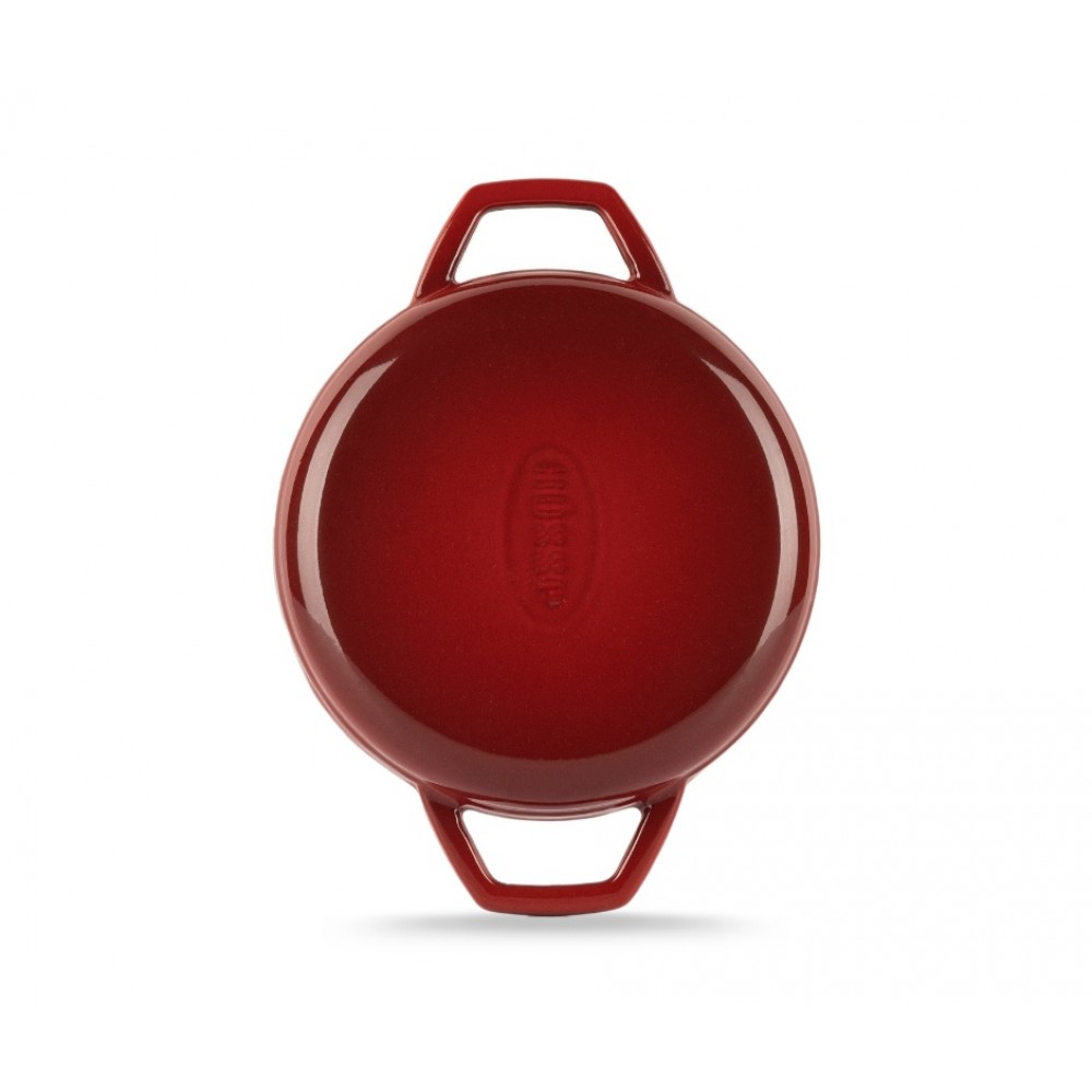 Geëmailleerde gietijzeren pan met twee handvatten Hosse, Rubin, Ф16cm | Platte gietijzeren pan | Gietijzeren pan |