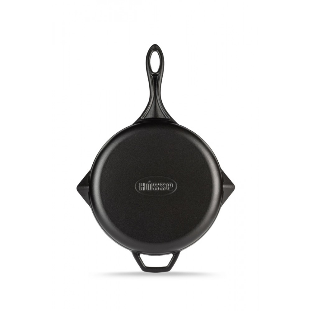 Geëmailleerde grillpan gietijzer Hosse, Black Onyx, Ф24cm | Grillpan gietijzer | Gietijzeren pan |