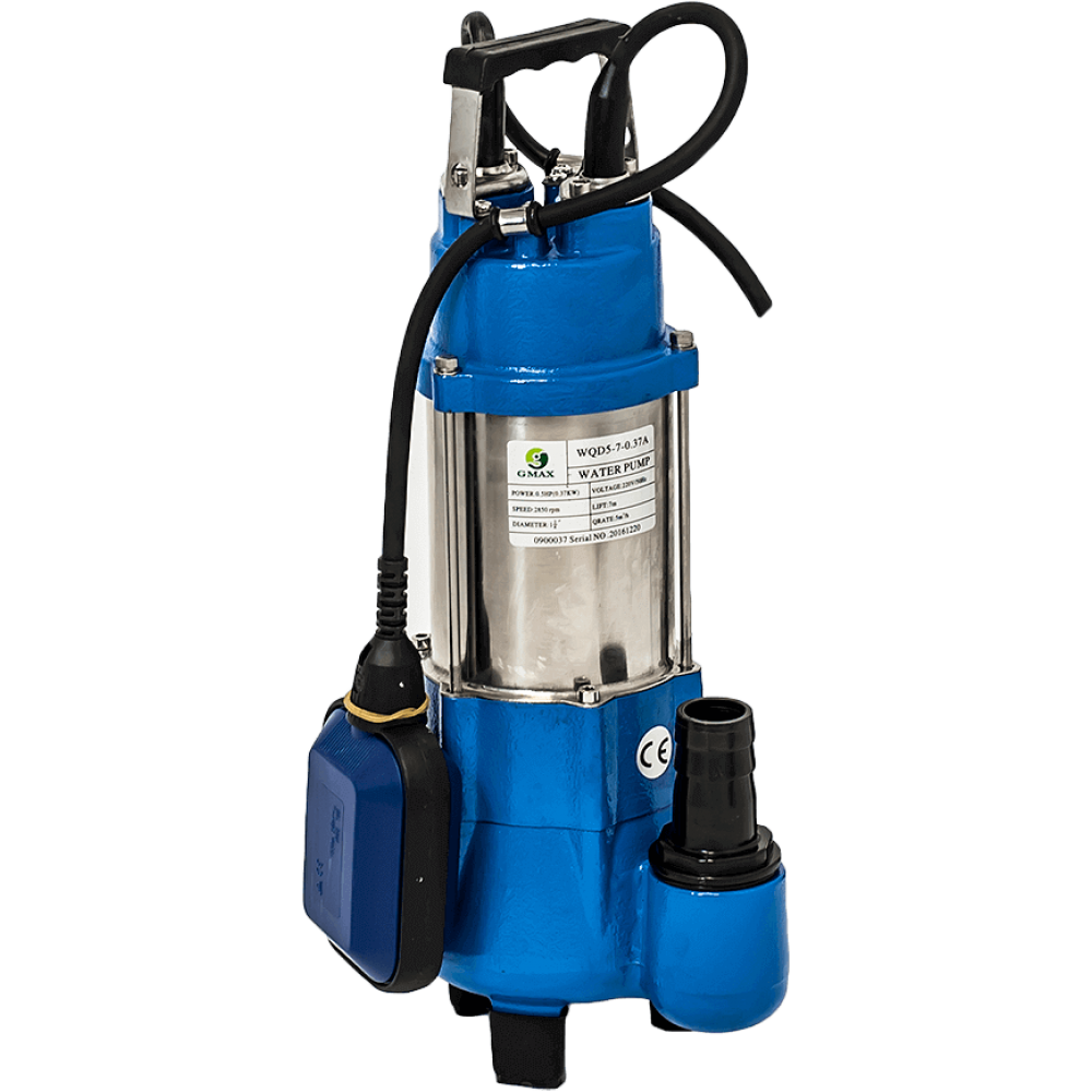 Dompeldrainagepomp voor sterk vervuild water Gmax WQD met externe vlotter – debiet 17 m³/u, vermogen 0,75 kW, opvoerhoogte 15 m |  |  |