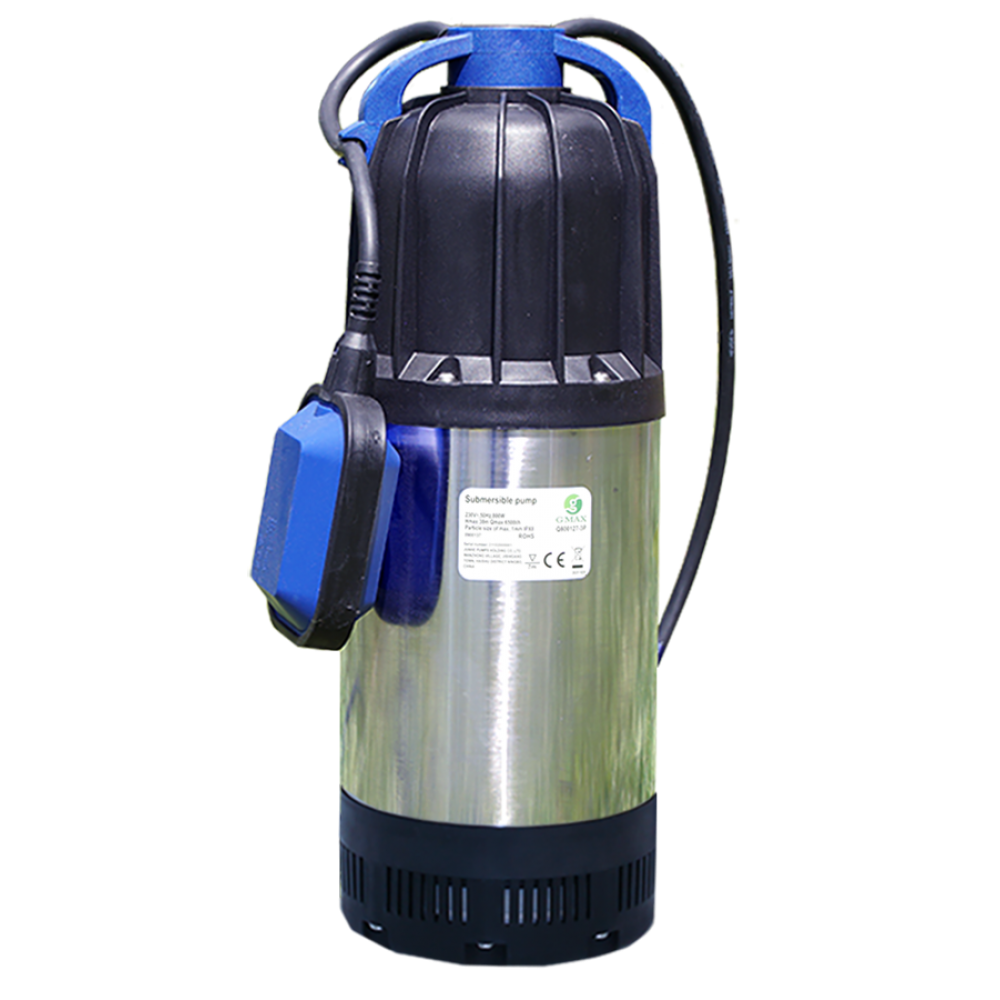 Dompeldrainagepomp voor put Gmax QDP met externe vlotter – debiet 6,5 m³/u, vermogen 1 kW, opvoerhoogte 40 m |  |  |