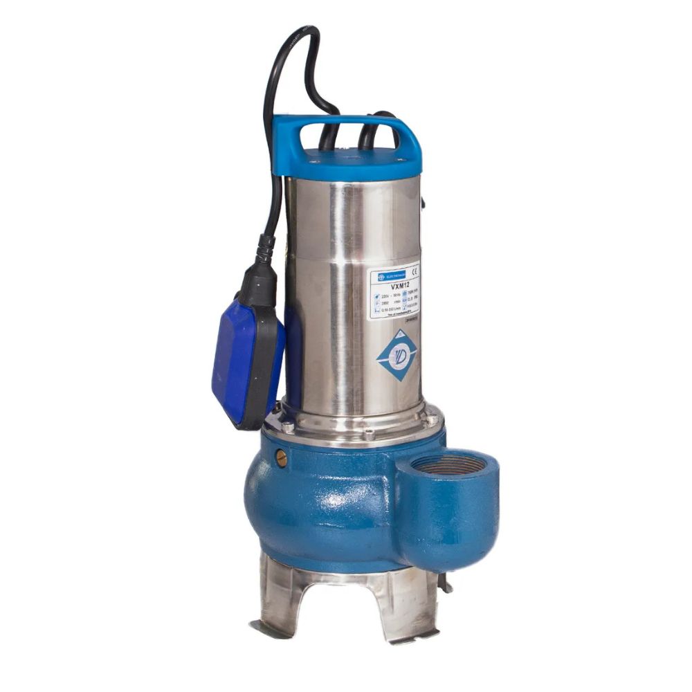Drainagepomp Electromash VXM 12 – 2″, vermogen 0,75 kW, debiet 21.000 l/u, opvoerhoogte 11,4 m, uitlaat 2″, met externe vlotter en roestvrijstalen behuizing |  |  |