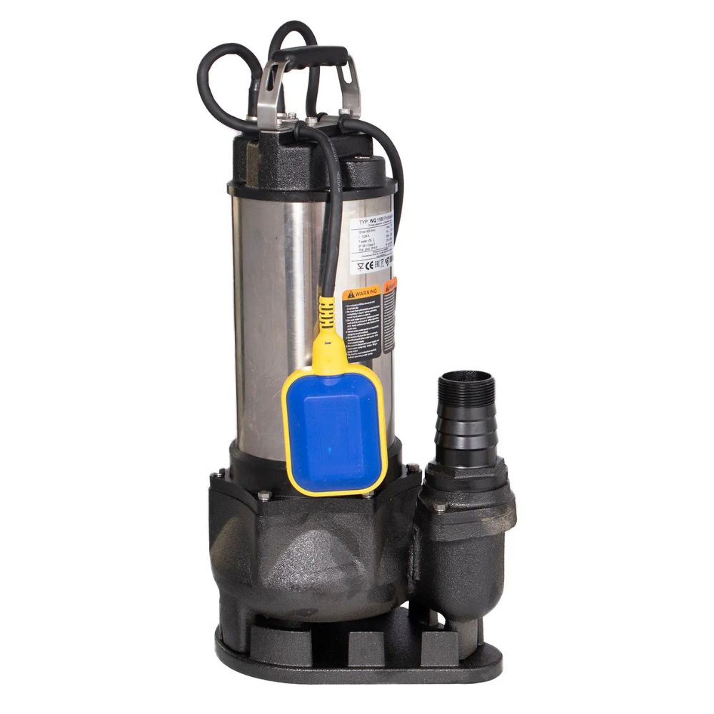 Professionele drainagepomp Electromash WQ 1100 met externe vlotter en roestvrijstalen behuizing, vermogen 1,1 kW, debiet 24.000 l/u, opvoerhoogte 10 m, uitlaat 2″ |  |  |