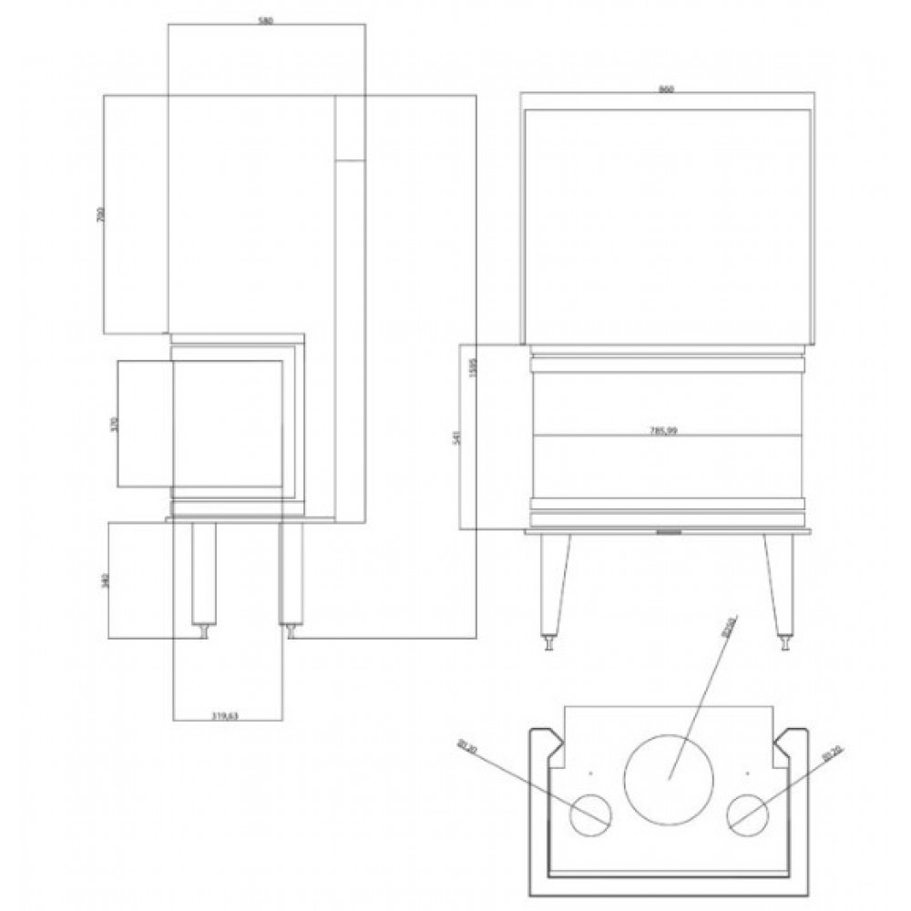 Inbouw haard Balkan Energy ATS AIR PANORAMA 800, 16.04kW | Moderne haarden | Haarden |