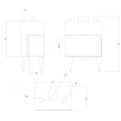 Inbouw haard Balkan Energy ATS STABLE AIR CORNER 800, met luchtkanalen, links, 15.15kW - Productenvergelijking