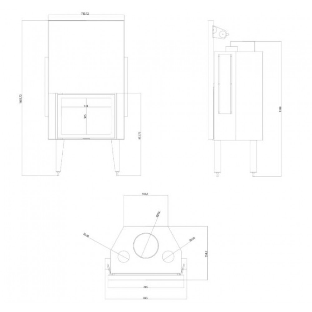 Inbouw haard Balkan Energy ATS STRAIGHT AIR 700, met luchtkanalen, 14.89kW | Moderne haarden | Haarden |