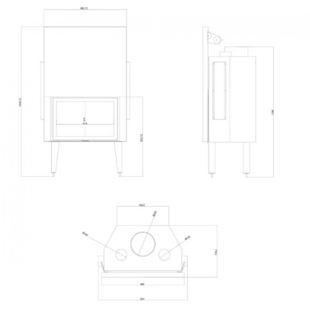 Inbouw haard Balkan Energy ATS STRAIGHT AIR 800, met luchtkanalen, 15.95kW | Moderne haarden | Haarden |