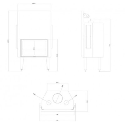 Inbouw haard Balkan Energy ATS STRAIGHT AIR 800, met luchtkanalen, 15.95kW - Productenvergelijking