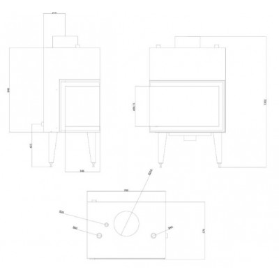 CV inbouwhaard Balkan Energy ATS STABLE HYDRO CORNER 700, links, 19.56kW - Haarden