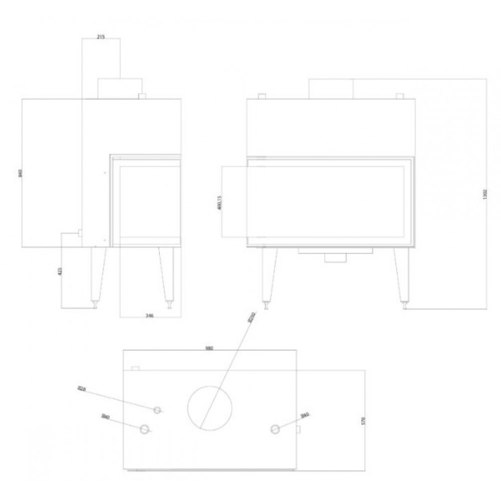 CV inbouwhaard Balkan Energy ATS STABLE HYDRO CORNER 900, links, 27.23kW | CV inbouwhaarden | Haarden |