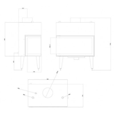 CV inbouwhaard Balkan Energy ATS STABLE HYDRO CORNER 900, links, 27.23kW - Haarden