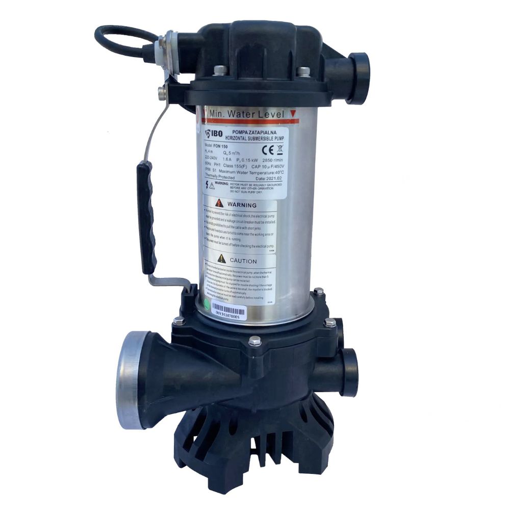 Fonteinpomp IBO FON 150, dompelbaar, debiet 5000 l/u, vermogen 0,15 kW, opvoerhoogte 4 m |  |  |