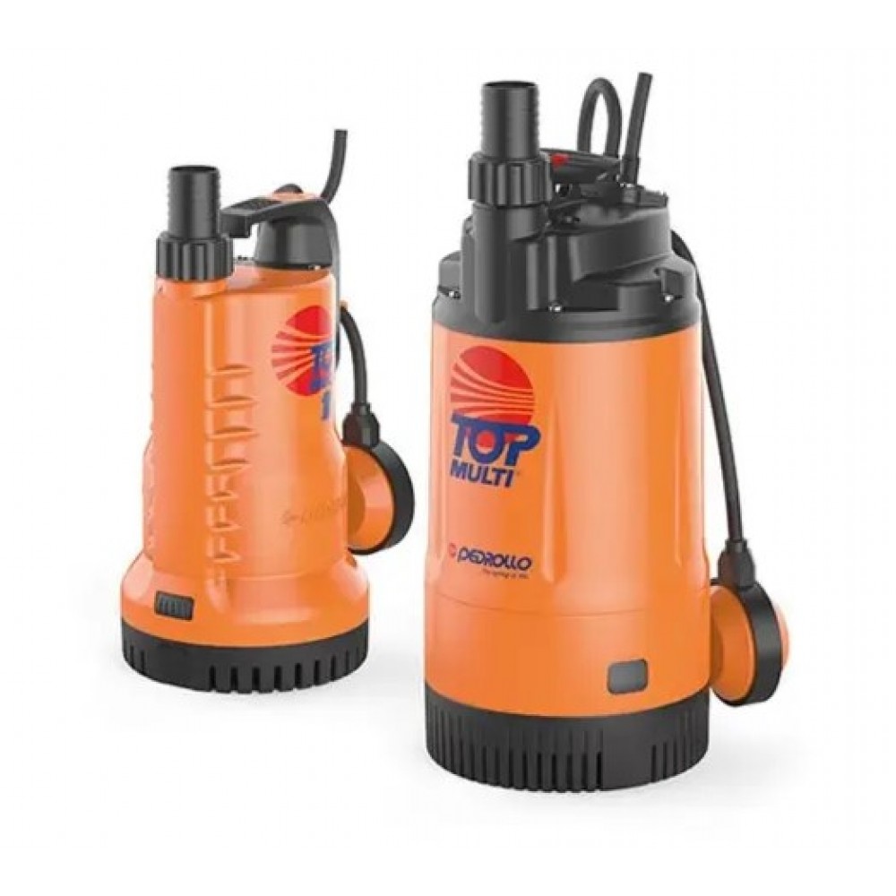 Dompelpomp met externe vlotter Pedrollo TOP MULTI 2, meertrapspomp, vermogen 0,55 kW, debiet 80 l/min, opvoerhoogte 42 m, geschikt voor tuinen, putten en andere toepassingen |  |  |