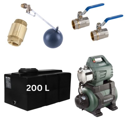 Kit "Drinkwater 200L" met watertank Loft Mavil (zwart) en hydrofoorpomp Metabo - Productenvergelijking