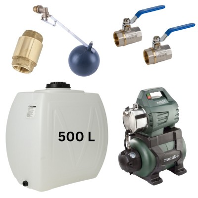 Kit "Drinkwater 500L" met watertank Narrow Mavil (wit) en hydrofoorpomp Metabo - Productenvergelijking