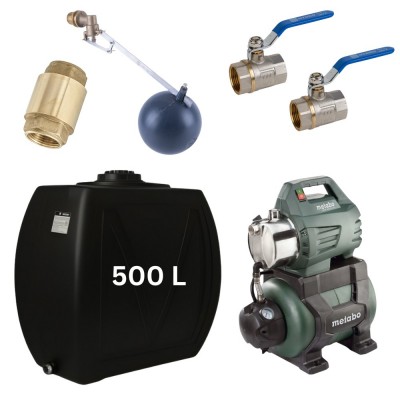 Kit "Drinkwater 500L" met watertank Narrow Mavil (zwart) en hydrofoorpomp Metabo - Productenvergelijking