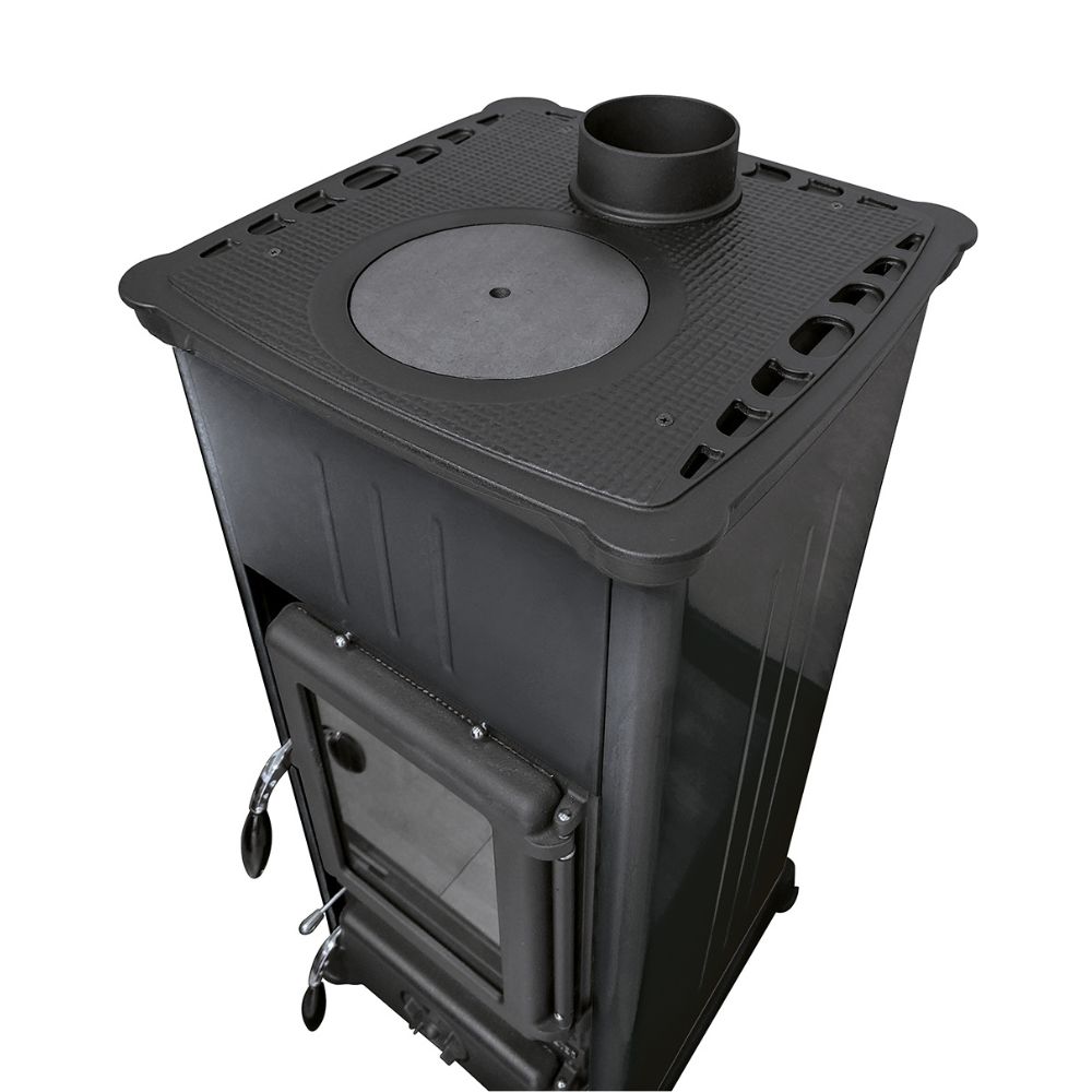 Italiaanse houtkachel met kookplaat La Nordica Emiliana zwart, 6.5kW | Gietijzeren haarden | Haarden |