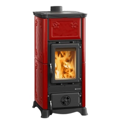 Italiaanse houtkachel met kookplaat La Nordica Emiliana, rood, 6.5kW - La Nordica