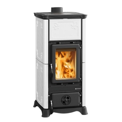 Italiaanse houtkachel met kookplaat La Nordica Emiliana, wit, 6.5kW - La Nordica