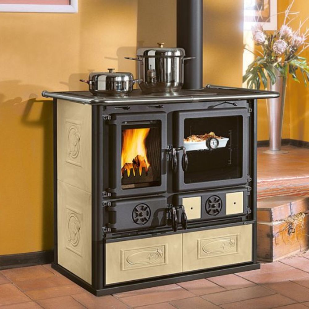 Italiaans hout fornuis La Nordica Rosa, ecru, 8.8kW | Gietijzeren haarden | Haarden |