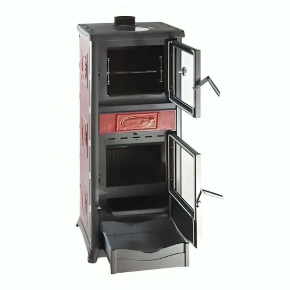 Italiaanse houtkachel met oven La Nordica Rossella Plus Forno Evo rood, 9.4kW | Gietijzeren haarden | Haarden |