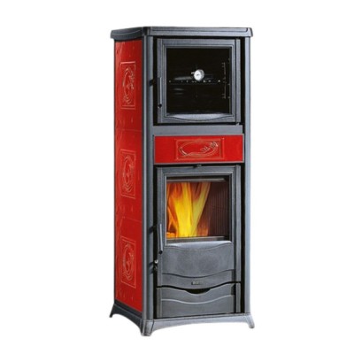 Italiaanse houtkachel met oven La Nordica Rossella Plus Forno Evo rood, 9.4kW - La Nordica
