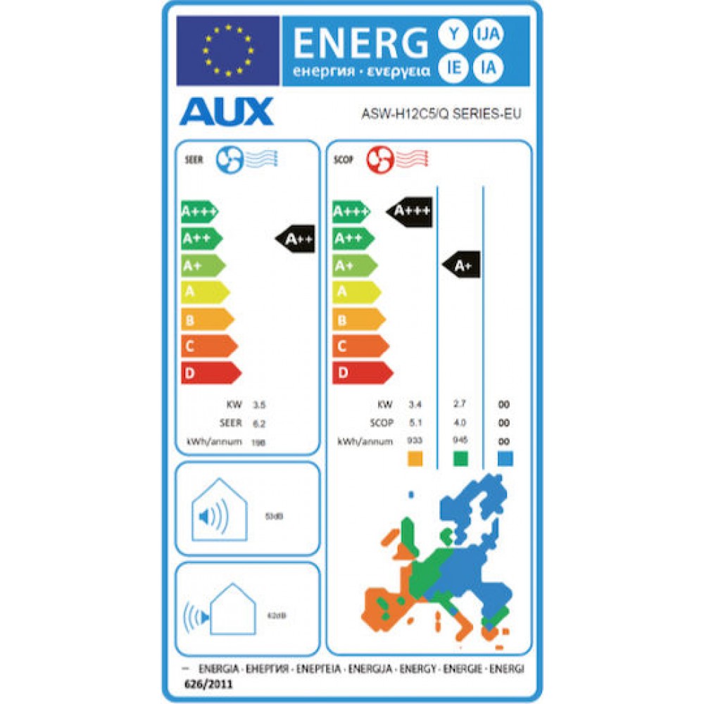Inverter Airco met WiFi AUX, 12000 BTU | Airco voor aan de muur | Airco |