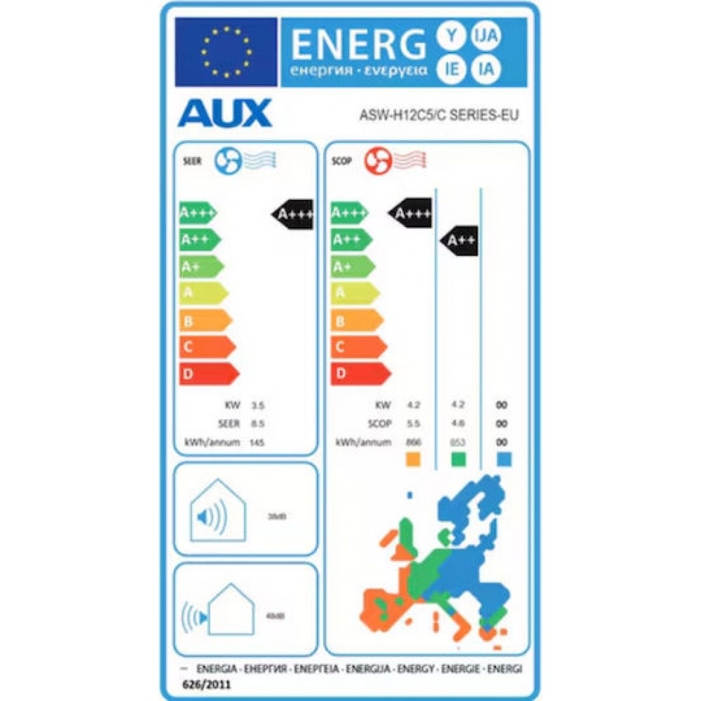 Inverter Airco met WiFi AUX C-Series, 12000 BTU | Airco voor aan de muur | Airco |