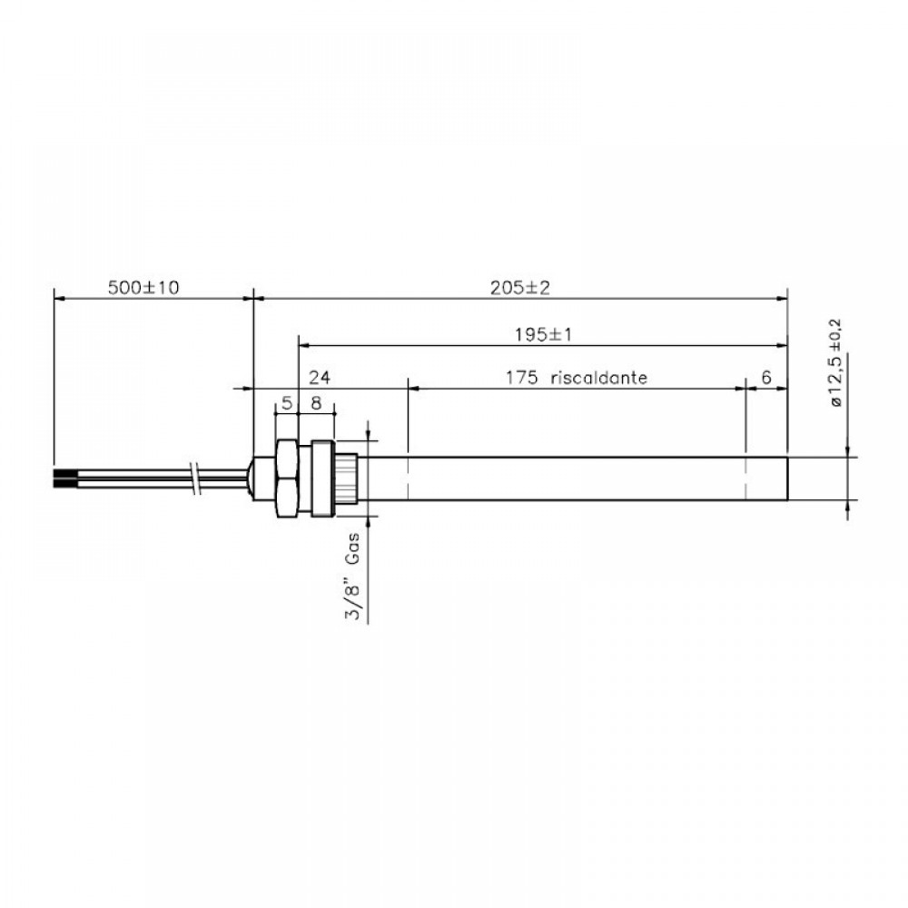 Gloeibougie pelletkachel voor Clam, totale lengte 205mm, 400W | Gloeibougie voor pelletkachel | Pelletkachel onderdelen |