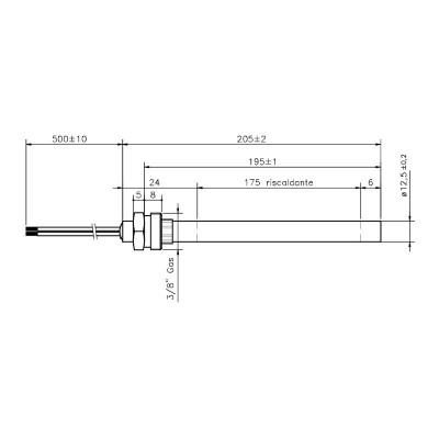 Gloeibougie pelletkachel voor Clam, totale lengte 205mm, 400W - Gloeibougie voor pelletkachel