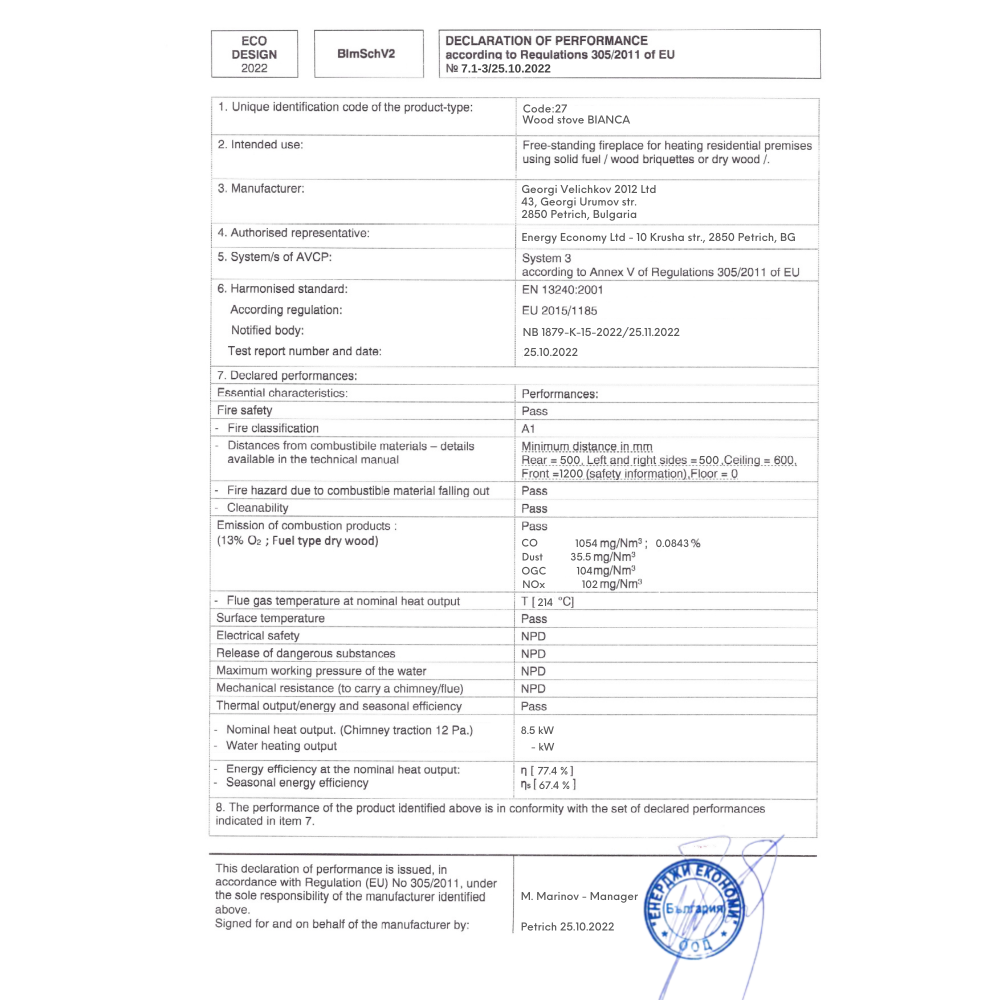 Houtkachel Balkan Energy Bianca, 8.5kW | Air houtkachels | Houtkachels |