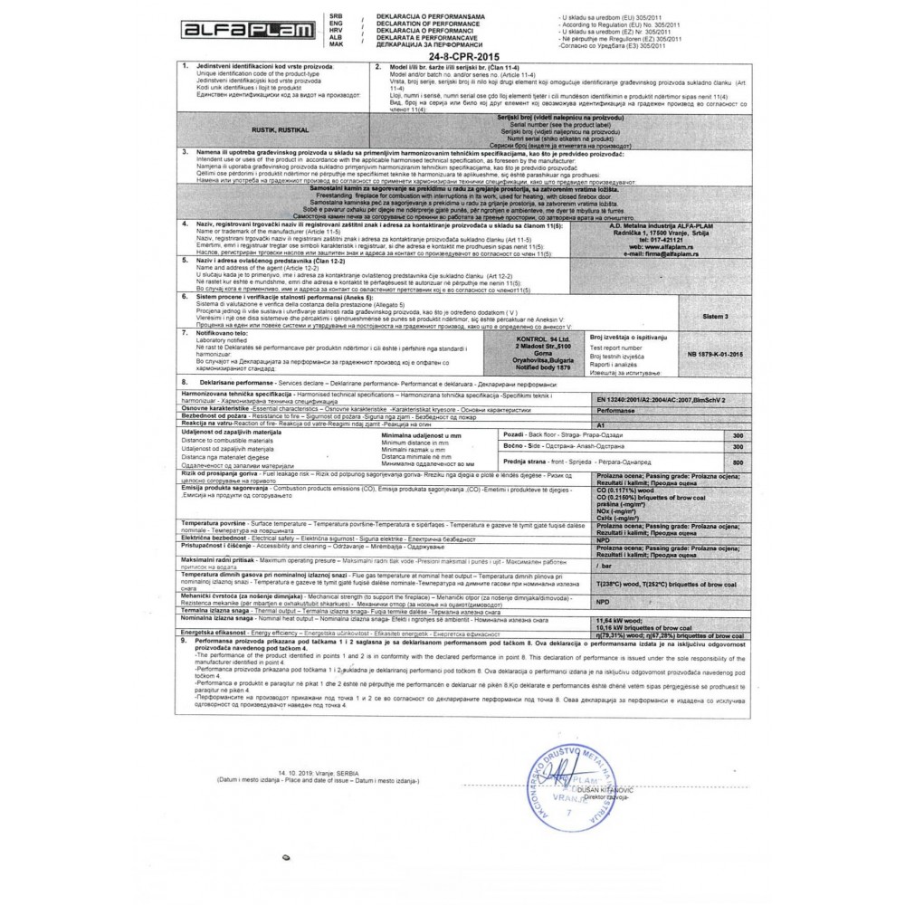 Houtkachel Alfa Plam Rustikal, met gietijzeren deur 11kW | Gietijzeren houtkachels | Houtkachels |