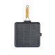 Grillpan gietijzer met opvouwbaar houten handvat, 28x28 cm | Grillpan gietijzer | Gietijzeren pan |