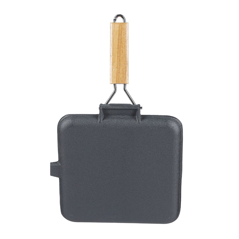 Grillpan gietijzer met opvouwbaar houten handvat, 24x24 cm |  |  |