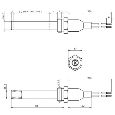 Keramische gloeibougie pelletkachel Eco Spar, BURNiT, Warmflow, Adler, AMG, Ecoteck en anderen, totale lengte 88mm, 250W - x2 - Gloeibougie voor pelletkachel
