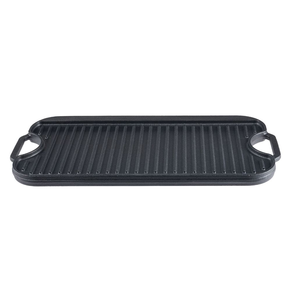 Dubbelzijdige gietijzeren grillplaat, 51x26 cm | Gietijzeren plaat |  |