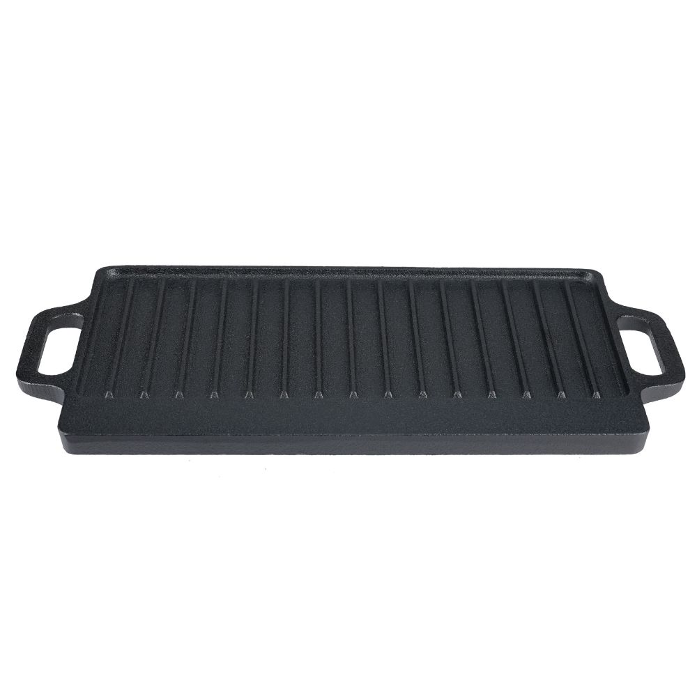 Dubbelzijdige gietijzeren grillplaat, 43x23 cm | Gietijzeren plaat |  |