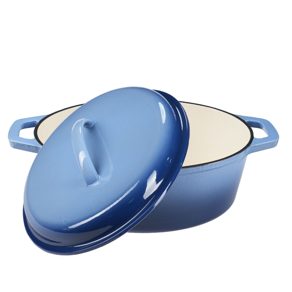 Geëmailleerde gietijzeren pot, blauw, ovaal, 33x27см | Gietijzeren pot |  |